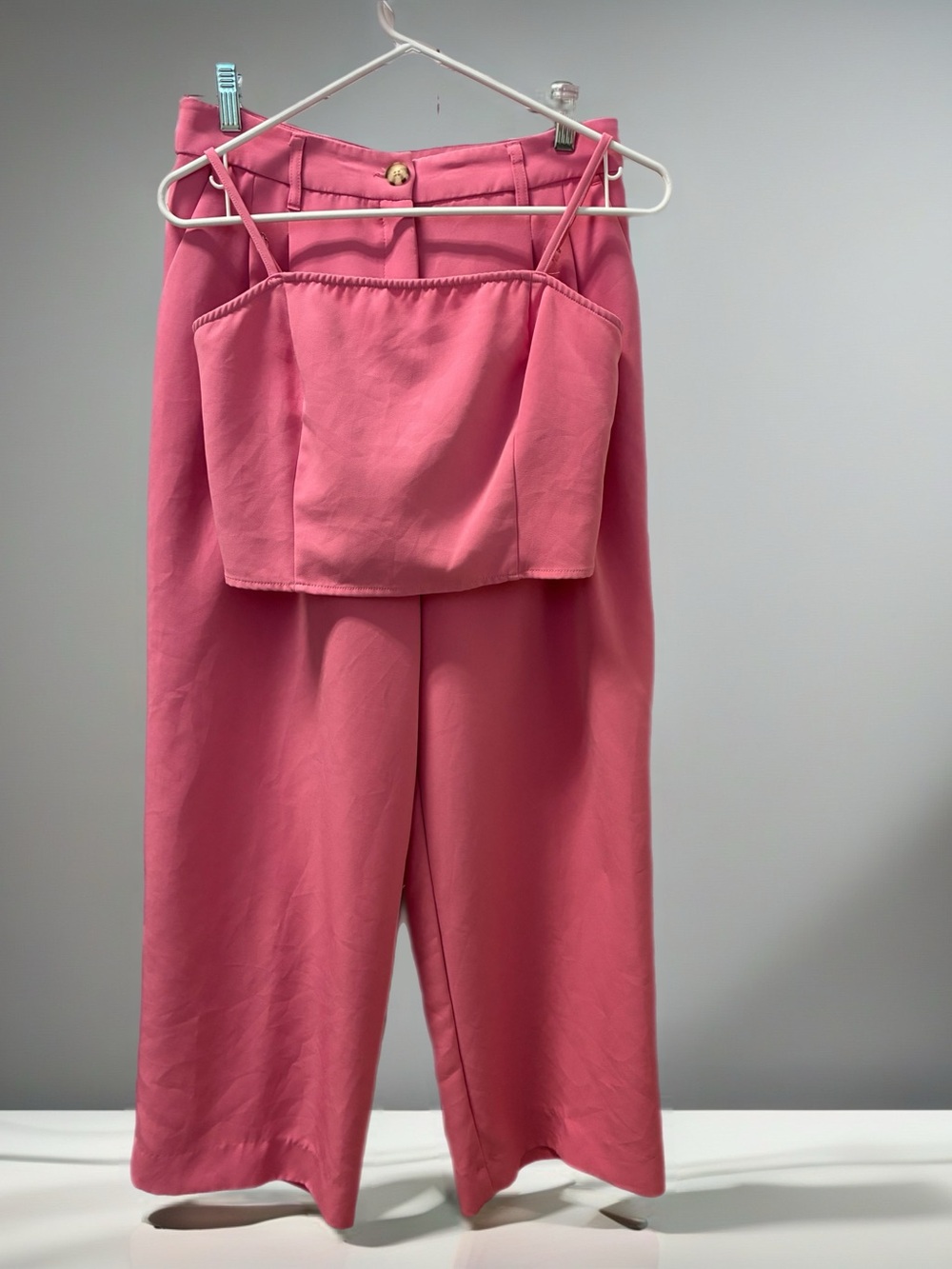 GB Women’s Two-Piece Crop Top & Wide-Leg Pants Set - Pink Size M